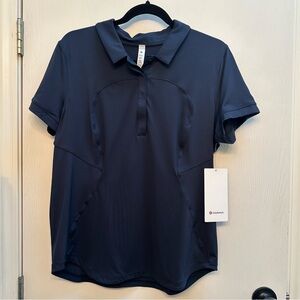 Women’s Lululemon Quick-Drying Short Sleeve Polo Navy Blue Size 12